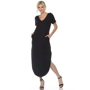 Women's Essential V-Neck Maxi Dress Multi Sized Black 3009